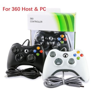 cilleの屋 適用於 Microsoft Xbox 360 和 Windows PC USB 有線控制器操縱桿視頻遊戲手柄黑色白