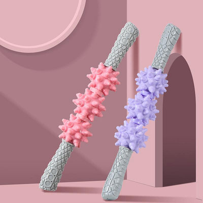 跨境3球狼牙筋膜棒刺球健身按摩棒腿部肌肉放松滾軸瑜伽腿部滾輪