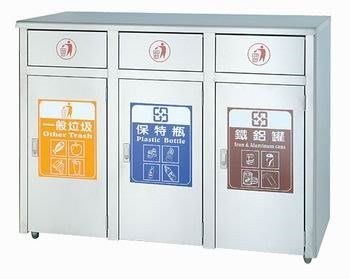 【CG17-5】ST-350方型PUSH不鏽鋼三分類垃圾/分類桶#
