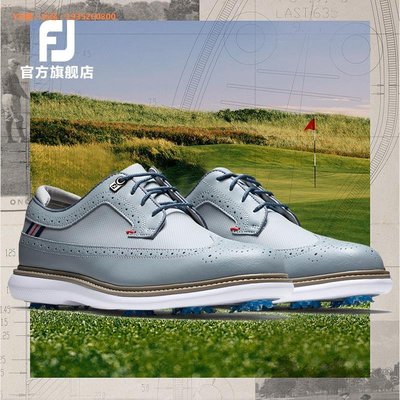 正品高爾夫FootJoy高爾夫球鞋男士Traditions經典真皮有釘FJ輕量golf運動鞋