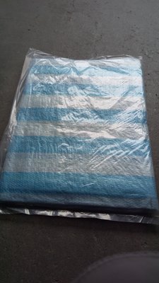 14呎*14呎 台灣製藍白條帆布/帆布/遮雨/遮陽/防風沙_粗俗俗五金大賣場