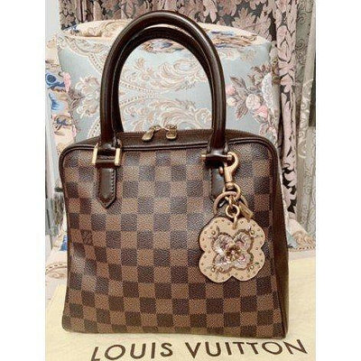 精品名牌 Louis Vuitton 路易威登 LV 經典咖啡色棋盤格紋 棋盤格方型豆腐包燙金雙拉鍊方包手提包