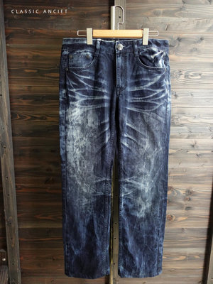 CA 日系品牌 BIG TRAIN 藍色刷紋 直筒 牛仔褲 2L號 一元起標無底價Q88