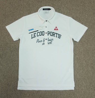 ####【涉谷GOLF精品】Le Coq Sportif 公雞牌 最新白色前英文POLO衫L號  保證真品 歡迎購買