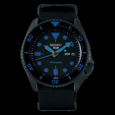 【金台鐘錶】SEIKO精工 5號盾牌 機械錶 潛水表 動力儲存41小時 (帆布帶消光藍水鬼) 43mm SRPD81K1