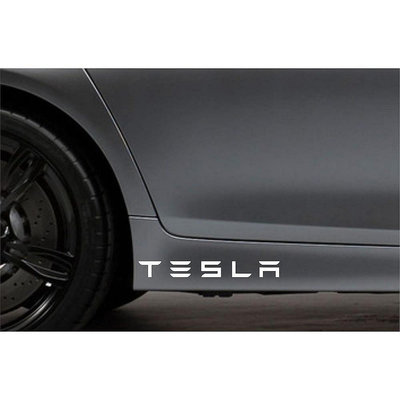 【熱賣精選】2pcs  對 2x 側裙貼紙適合 Tesla 汽車貼紙車身汽車貼花 VK99