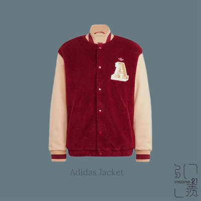 ADIDAS OG VARSITY JACKET 字母A棒球外套 酒紅 HY6037【Insane-21】