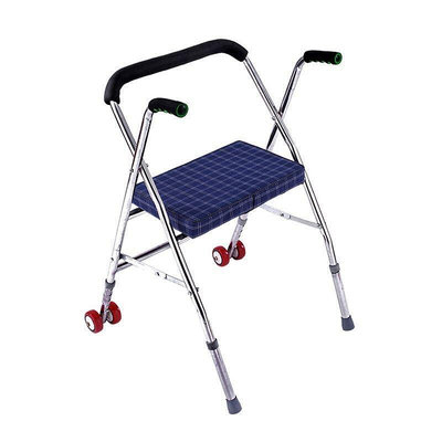 【現貨】老年人助行器帶輪帶座老人四腳拐杖凳學步車助步器手推車折疊座椅