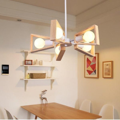 548856421009 北歐風格簡約創意咖啡廳餐廳燈個性客廳臥室實木風火輪電扇風扇造型工業復古吊燈