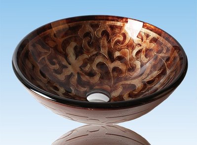 FUO衛浴:42公分 彩繪工藝 藝術強化玻璃碗公盆 (WY15095)預訂!
