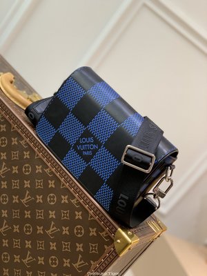 二手Louis Vuitton LV Studio 郵差包 N50037 黑藍格