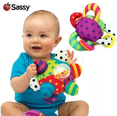 ☆╮Darling Baby ☆Sassy 炸彈球/嬰兒手抓搖鈴球觸覺感官立體搖鈴布球寶寶玩具0-1歲