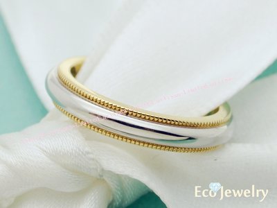 《Eco-jewelry》【Tiffany&amp;Co】經典Milgrain鉑金黃K金雙色戒指戒指(3.5mm)專櫃真品未使用