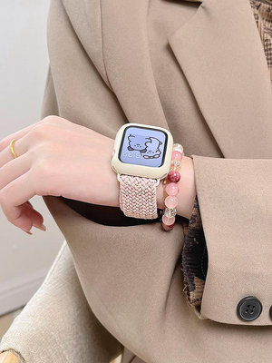 適用蘋果手表表帶iwatchs987代尼龍編織腕帶se/ultra新款智能運動