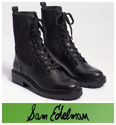 【BJ.GO】Sam Edelman LYDELL COMBAT BOOT 皮革綁帶騎士靴/馬丁靴/中筒靴