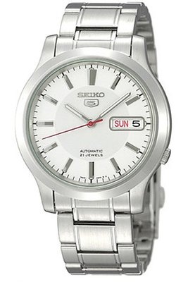 SEIKO WATCH 精工盾牌5號21石紳士星期日期銀白面自動上鍊機械腕錶 型號：SNK789K1【神梭鐘錶】