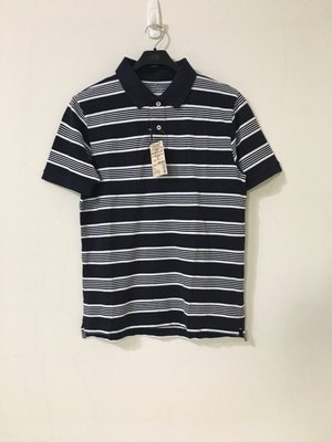 無印良品 MUJI 鹿子織 polo衫 暗藍條紋 XS、M、L