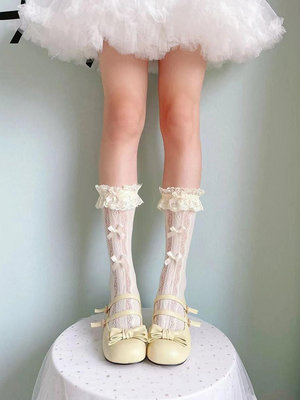夢幻蘿莉洛麗塔蕾絲花邊短襪Lolita襪子女高筒可愛春夏薄款鏤空-Princess可可