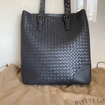 BOTTEGA VENETA BV 經典手工編織皮革手提肩背直式包 購物包 公事包 肩背包(深綠)