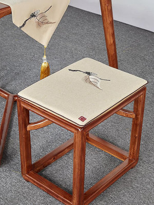 紅木沙發椅子坐墊定制中式實木麻布刺繡方凳墊屁股墊餐椅圈茶椅墊_趣多多