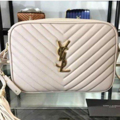 YSL Loulou 相機包 米白 金標 白金 人字紋 Saint Laurent 牛皮 斜背包 肩背包 現貨