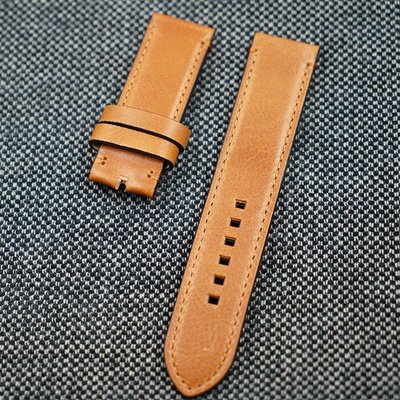 23mm 棕色裂紋進口小百年老店牛皮錶帶 適用于帝舵碧灣 針扣平口真皮皮帶