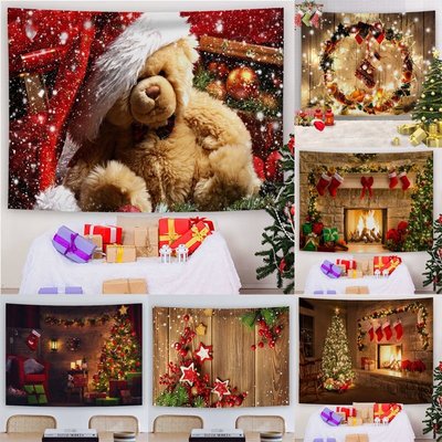 2024 新年 聖誕節 掛布 北歐風 ins 聖誕節 裝扮 背景牆布 聖誕樹 掛毯 聖誕 小熊 掛布-麥德好服裝包包