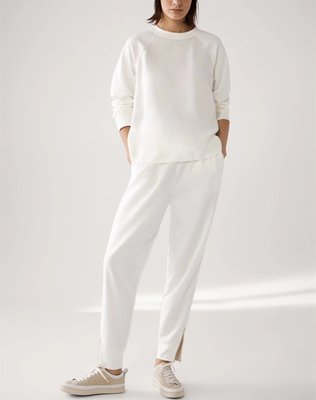 全新現貨 Massimo Dutti 西班牙 女裝 白色圓領運動衫衛衣褲腳拉鏈設計慢跑女士長褲子套裝