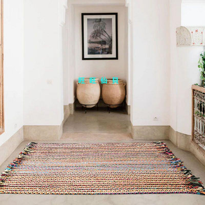 地墊波西米亞日式侘寂風家用黃麻地毯客廳茶幾臥室床邊地毯純手工編織