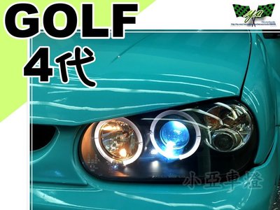 小亞車燈改裝＊全新 實車安裝 VW GOLF 98 99 00 年 golf 4 代 雙 光圈 魚眼 黑框 大燈 頭燈