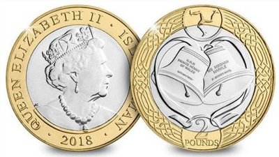 幕司收藏屋~馬恩島 2018年 哈里和梅根 馬克爾婚禮 2英鎊 雙金屬 紀念幣 全新