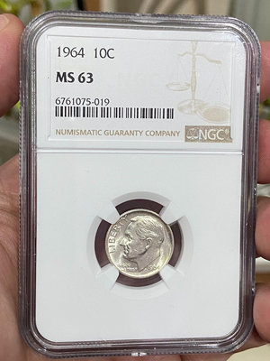 【二手】 NGC-MS63 美國1964年10分銀幣 90%高銀年份的1333 錢幣 紙幣 硬幣【奇摩收藏】