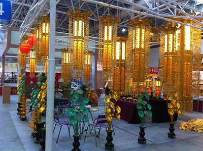 眾信優品 加工定做佛教用品日式瓔珞幢幡佛幡大型寺院裝飾內置LED燈包郵FX2046
