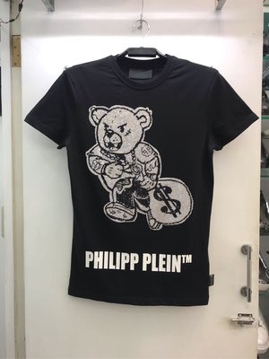 PP Philipp Plein x Teddy 黑白兩色 水鑽 泰迪熊 搶劫熊 圖案 圓領T恤 全新正品 男裝 歐洲精品