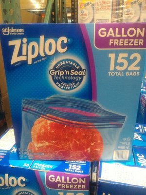 Ziploc 雙層夾鏈冷凍保鮮袋-大(26.8*27.3cm)152入 COSTCO好市多代購