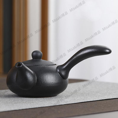 功夫具茶套裝家用簡約現代辦公室會客茶壺小茶杯黑陶陶瓷蓋碗復古-Misaki精品