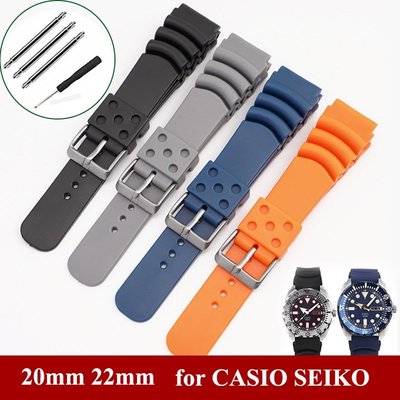 森尼3C-20mm 22mm 矽膠防水錶帶 適配 SEIKO精工卡西歐水鬼手錶帶 男女士運動錶帶-品質保證