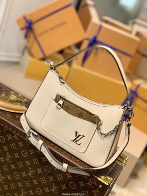 二手Louis Vuitton LV Marelle Epi bag 鏈條M80688米白色