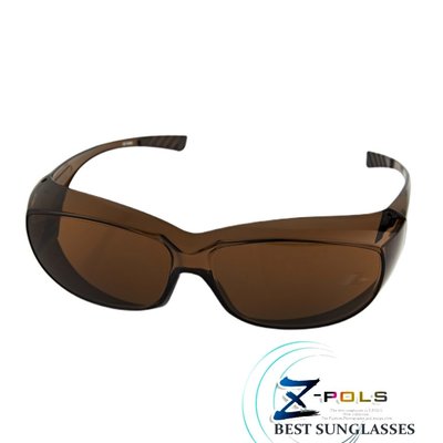 【Z-POLS】舒適PC帥氣茶色系抗UV400紫外線包覆型太陽眼鏡(專業包覆設計近視者可直接包覆使用超方便)