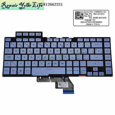 電腦零件華碩ROG冰刃3S新銳 GX502GW/GV GA502D 鍵盤淺藍色七彩背光SW WB筆電配件