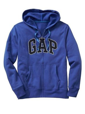 【Gap】男裝大人寶藍色連帽外套Logo棉質刷毛長袖連帽外套 帽T 連帽T恤