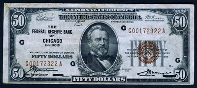 【鑒 寶】（外幣收藏） 美國1929年版 100元聯邦國民銀行券(芝加哥 CHICAGO) 8成左右品相 MYZ637