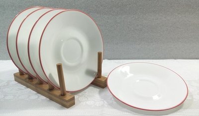 《耕魚小店》美國 康寧餐具 紅邊 咖啡盤 /小菜盤 /點心盤