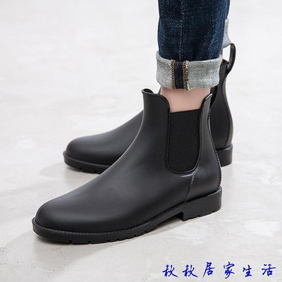 男士短筒雨鞋切爾西皮鞋雨靴防水膠鞋-台灣嘉雜貨鋪