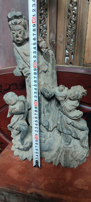 民國木雕送子觀音佛像！高42厘米！傳承明顯！包漿厚重！老木雕