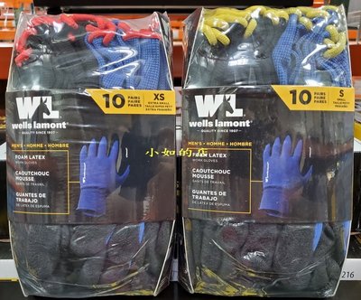 【小如的店】COSTCO好市多代購~Wells Lamont 工作手套(每組10雙)掌心採乳膠塗層 1600320