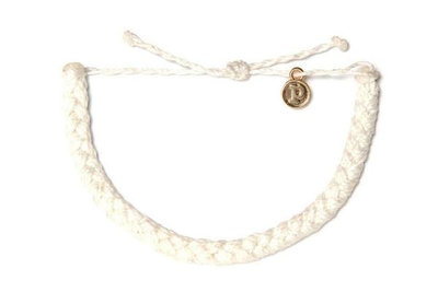 Pura Vida 知名美國衝浪品牌WHITE BRAIDED 白色 粗線寬版編織 手環