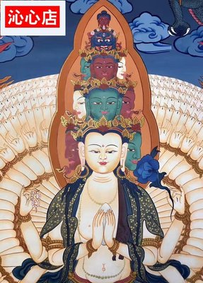 熱銷  尼泊爾西藏純手繪唐卡藍唐 千手觀音生肖守護精品佛像qxd4325