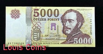 【Louis Coins】B643-HUNGARY-2016匈牙利紙幣,5.000 Forint