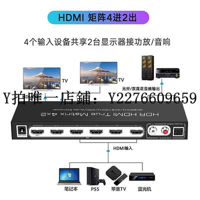 熱銷 分屏器魔獸HDMI 2.1版8K 4進2出矩陣切換器分配器 音頻分離光纖4K 120Hz 可開發票